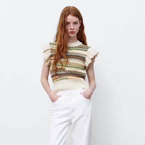 Zara Ruffled Sleeve Knit Vest - Picture 1 of 4